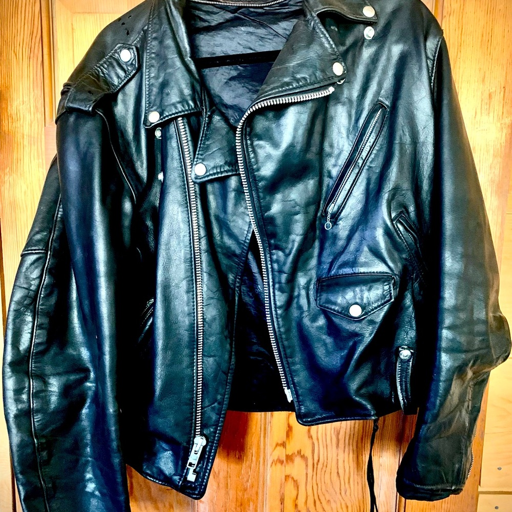 Authentic Vintage Schott Perfecto Style 125 leather motorcycle jacket.